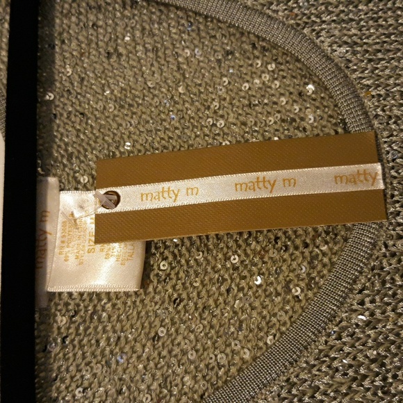 matty m Silver Gray Tank Top Open Weave Sequins Light Festival Sexy Sparkly sz M - Picture 5 of 6